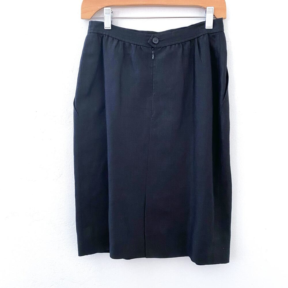 Vintage Gucci Linen Pencil Skirt Women's Size 44 EUR Small 70's Pockets Black - Picture 5 of 5